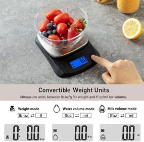 img 2 attached to NUTRI FIT Ultra Slim Kitchen Scale - Digital Food Weight Scale for Baking Cooking in Grams and Ounces with Tare & Backlit LCD Display - 11lb 5kg Capacity - Black/Stainless Steel