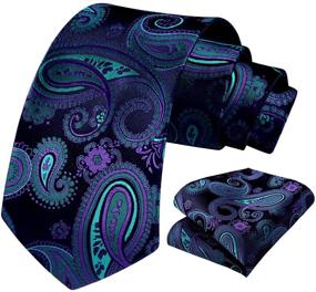 img 3 attached to HISDERN Paisley Floral Jacquard Necktie Men's Accessories