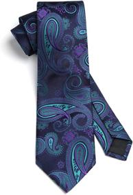 img 1 attached to HISDERN Paisley Floral Jacquard Necktie Men's Accessories