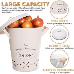 img 3 attached to 🏺 Set of 2 Extra Large Kitchen Canisters – Ideal for Pantry Organization, Vegetable Storage Bins, Onion Saver, Potato Bin, and Food Storage Container with Lid