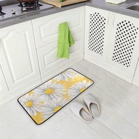 img 1 attached to Водоросли Floral Daisy цветы кухонный коврик - анти-усталость комфорт пол коврик с антискользящим, устойчивым к маслу/пятне, легко моющимся дизайном - идеально подходит для использования как в помещении, так и на открытом воздухе, как коврик для кухни, коврик для ванны или коврик для двери.