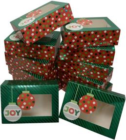 img 2 attached to Delightful Christmas Cookie Gift Boxes - Set of 12; Premium Ornaments Design, Metallic Hot-Stamp Stripes & Polka-Dots; Clear Window, Rectangle Shape