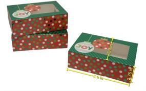 img 3 attached to Delightful Christmas Cookie Gift Boxes - Set of 12; Premium Ornaments Design, Metallic Hot-Stamp Stripes & Polka-Dots; Clear Window, Rectangle Shape