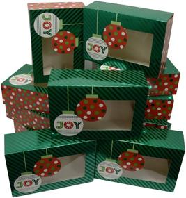 img 4 attached to Delightful Christmas Cookie Gift Boxes - Set of 12; Premium Ornaments Design, Metallic Hot-Stamp Stripes & Polka-Dots; Clear Window, Rectangle Shape