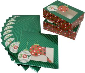 img 1 attached to Delightful Christmas Cookie Gift Boxes - Set of 12; Premium Ornaments Design, Metallic Hot-Stamp Stripes & Polka-Dots; Clear Window, Rectangle Shape