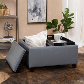 img 3 attached to 🔲 Gray PU Storage Ottoman by Christopher Knight Home - Mansfield