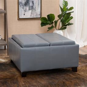 img 2 attached to 🔲 Gray PU Storage Ottoman by Christopher Knight Home - Mansfield