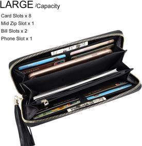 img 3 attached to Chic and Compact: PIJUSHI Leather Wallets Wristlet - Black, Women's Handbags & Wallets Combo