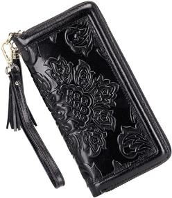 img 4 attached to Chic and Compact: PIJUSHI Leather Wallets Wristlet - Black, Women's Handbags & Wallets Combo