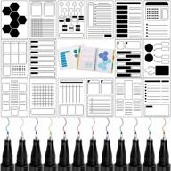 📔 16-piece journal stencil scrapbook diy drawing template with 12 vibrant color pens - a5 bullet dot grid notebook stencils for planner weekly layouts, schedule diary, and grid designs logo