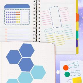 img 1 attached to 📔 16-Piece Journal Stencil Scrapbook DIY Drawing Template with 12 Vibrant Color Pens - A5 Bullet Dot Grid Notebook Stencils for Planner Weekly Layouts, Schedule Diary, and Grid Designs