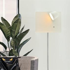 img 2 attached to 🔌 Versatile Wall Sconce with USB Charging Port and Adjustable LED Reading Lights - Perfect Bedside Lighting Solution for Living Room - White 11x8.66 inch