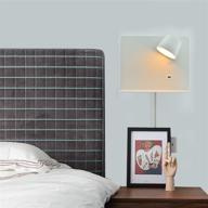 🔌 versatile wall sconce with usb charging port and adjustable led reading lights - perfect bedside lighting solution for living room - white 11x8.66 inch логотип