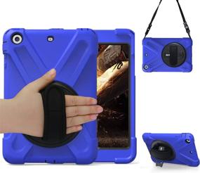 img 4 attached to 🔵 TSQ iPad Mini 1 2 3 Case for Kids Boys 7.9 Inch - Blue | Heavy Duty Rugged Shockproof Cover with Swivel Stand, Hand Strap & Shoulder Strap | Durable iPad Mini 1st/2nd/3rd Generation Case