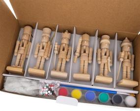 img 1 attached to 🎁 Premium DIY Craft Kit: BestPysanky Set of 6 Unfinished Wooden Nutcrackers - 5 Inches