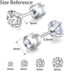 img 3 attached to Titanium Cubic Zirconia Cartilage Earrings with Screw Backs - Unisex Double Round Studs for Safety 💎 - Ideal for Toddlers and Girls 3-6mm - Available in White Gold, Yellow Gold, Rose Gold, and Black