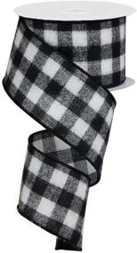 img 1 attached to 🎀 Premium Flannel Check Plaid Wired Ribbon: 10 Yards (Black/White, 2.5 inches) for Versatile Craft Projects