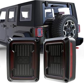 img 4 attached to 🚙 Задние фонари LED для Jeep Wrangler JK (2007-2017) | Тормозная и задний ход & Дневные ходовые огни | Корпус с черным покрытием и встроенным дополнительным модулем EMC для фонарей заднего хода.