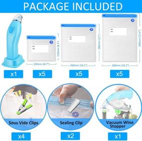 img 1 attached to Handheld Vacuum Sealer with 15 Reusable Bags, Vacuum Wine Stopper, Sous Vide Clips - Keep Food Fresh & Wine Preserved