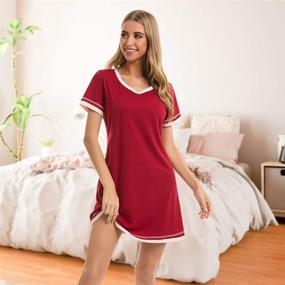 img 1 attached to 👚 Casual Cotton Nightgowns for Women: Stylish Short Sleeve Sleepwear Shirts for Women