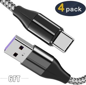 img 1 attached to 🔌 Кабель USB Type C [4-Pack 6ft]: Быстрая зарядка 3A для Galaxy S9 S8 Plus, Note 10 9 8, Sony XZ, LG V20 / G5 / G6 и другие