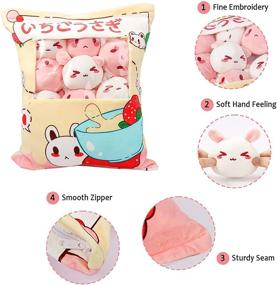 img 2 attached to JILPAK Plush Pillow Throw Pillow - Removable Bunny Stuffed Animal Toy Doll for Girls Kids, Room Decor Rabbit Stuffed Animals Pillow - 8 Kawaii Bunny Design