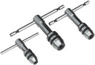 set of 3 t-handle t-type tap wrenches with solid collet jaws logo