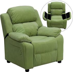 img 3 attached to 🥑 Deluxe Padded Contemporary Avocado Microfiber Kids Recliner with Storage Arms by Flash Furniture: Style & Convenience Combined