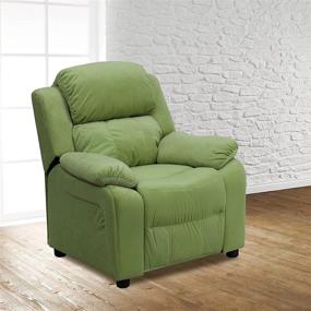 img 4 attached to 🥑 Deluxe Padded Contemporary Avocado Microfiber Kids Recliner with Storage Arms by Flash Furniture: Style & Convenience Combined