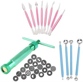 img 4 attached to 🍰 Ultimate 32-Piece Clay Fondant Extruder Cake Decorating Tool Set: Sugar Modeling, Perfect for Cake Crafts, Clay Sculpting & More!