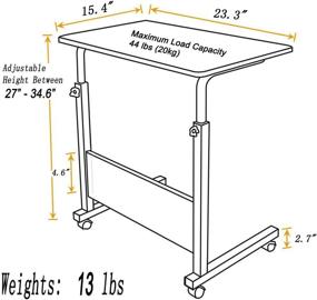 img 4 attached to 🛋️ Sofa Side Table with Wheels: Height Adjustable Small Home Office Desk for Small Spaces, Overbed Bedside Table, School Student Study Writing Desk, Laptop Desk TV Table for Living Room Bedrooms - Black, Versatile and Portable