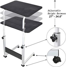 img 2 attached to 🛋️ Sofa Side Table with Wheels: Height Adjustable Small Home Office Desk for Small Spaces, Overbed Bedside Table, School Student Study Writing Desk, Laptop Desk TV Table for Living Room Bedrooms - Black, Versatile and Portable