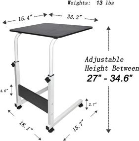 img 1 attached to 🛋️ Sofa Side Table with Wheels: Height Adjustable Small Home Office Desk for Small Spaces, Overbed Bedside Table, School Student Study Writing Desk, Laptop Desk TV Table for Living Room Bedrooms - Black, Versatile and Portable