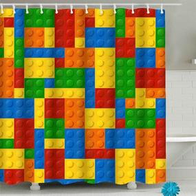 img 4 attached to 🚿 Vibrant Kids Shower Curtains with 12 Hooks - Lego Themed! (71'' x 71'')