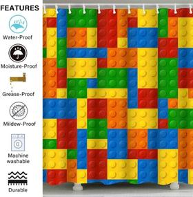 img 1 attached to 🚿 Яркие детские душевые шторки с 12 крючками - с тематикой Lego! (71'' x 71'')
