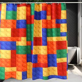 img 3 attached to 🚿 Vibrant Kids Shower Curtains with 12 Hooks - Lego Themed! (71'' x 71'')
