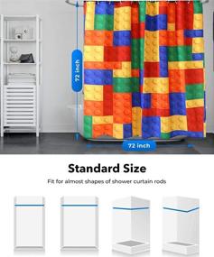 img 2 attached to 🚿 Vibrant Kids Shower Curtains with 12 Hooks - Lego Themed! (71'' x 71'')
