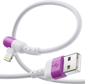 img 1 attached to 🔌 Премиальный кабель для iPhone Lightning 4Colors, HYXing [4 штуки по 6 футов], 90-градусный кабель быстрой зарядки, сертифицированный Apple MFi для iPhone SE/Xs/XS Max/XR/X/8 Plus/7/6 Plus, iPad Pro Air2 и других устройств — белый+