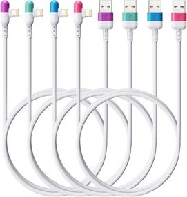 img 4 attached to 🔌 Премиальный кабель для iPhone Lightning 4Colors, HYXing [4 штуки по 6 футов], 90-градусный кабель быстрой зарядки, сертифицированный Apple MFi для iPhone SE/Xs/XS Max/XR/X/8 Plus/7/6 Plus, iPad Pro Air2 и других устройств — белый+