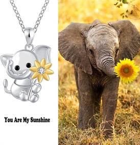 img 2 attached to 🌻 Sterling Silver Sunflower Elephant Pendant Necklace - Lovely Lucky Elephant Jewelry for Mother, Daughter, Women, Girls - Perfect Birthday Gift