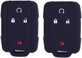 img 3 attached to Enhanced Protection: 2Pcs XUHANG Silicone Key Fob 🔑 Skin Cover for Chevrolet, GMC, Cadillac Smart Remote (Black)