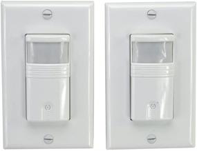 img 1 attached to HomeSelects 1309 PIR Wall Switch: Occupancy & Vacancy Sensor, White, Automatic On/Off - 2 Pack