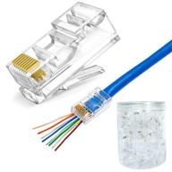 🔌 solsop rj45 коннекторы cat6 rj45 проходные разъемы 100 штук - качественные кабельные разъемы ethernet для сетевых соединений логотип