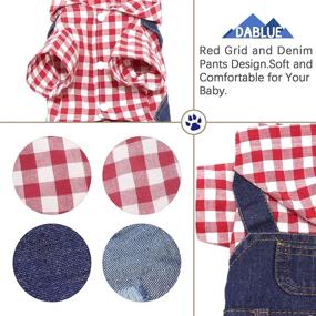 img 3 attached to 👖 Stylish Denim Dog Jeans Jumpsuit: Striped or Grid Hoodie Coat - Ideal for Small to Medium-sized Pets