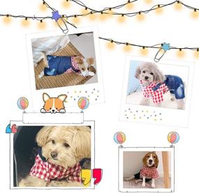 img 1 attached to 👖 Stylish Denim Dog Jeans Jumpsuit: Striped or Grid Hoodie Coat - Ideal for Small to Medium-sized Pets