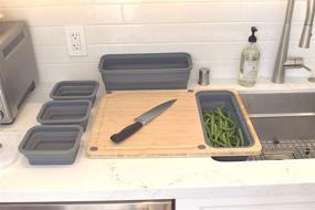 img 1 attached to 🍽️ TidyBoard Meal Prep System - Bamboo Cutting Board - Streamlined Gray Solution for Quick & Easy Meal Prep