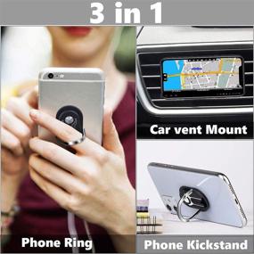 img 3 attached to 📱 YODSAN Universal Air Vent Car Phone Mount with Kickstand and Ring Holder, 3-in-1 Function for iPhone, 360 Degree Rotation Car Bracket