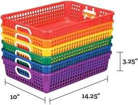 img 3 attached to High-Quality Plastic Storage Bins, Classroom Paper Trays - Scrapbook Tray - Craft Supplies - Vibrant Rainbow Colors - 14.25” x 10” (Set of 6)