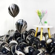 🎈 50-pack 12 inch black marble agate latex balloons for black & white birthday party, tie dye balloon decoration for wedding, baby shower, halloween festival, photobooth logo