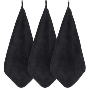 img 3 attached to Sinland Microfiber Face Cloths for Bath: Reusable Makeup Remover Cloth, Ultra Soft and Absorbent Washcloths - 3 Pack (12x12 inches, Black)